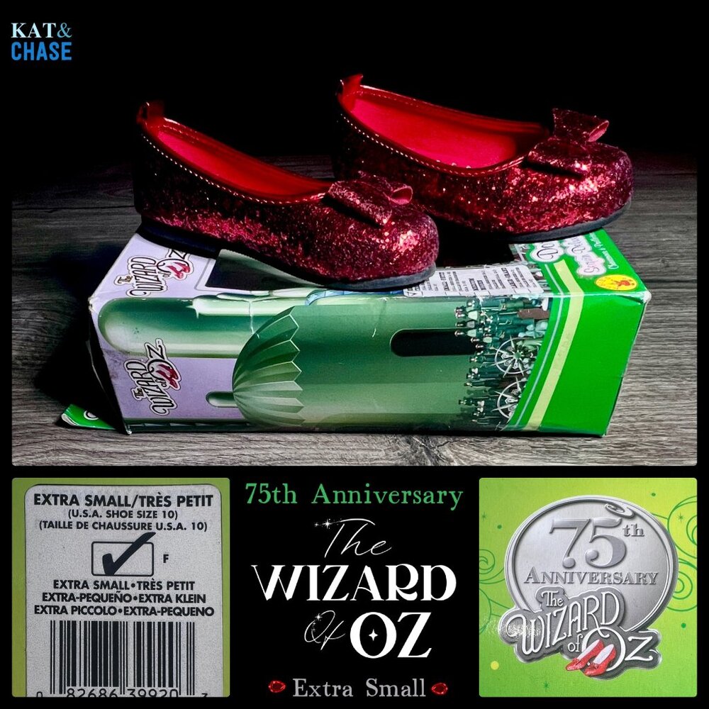 Dorothy Sequin Deluxe Child Shoe Extra Small Petit Size 10 Rubies 75 Anniversary - Picture 2 of 12
